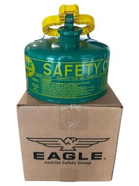 EAGLE Type I Safety Can: For Use With Oil, 1 gal, Powder Coated Steel, Green New